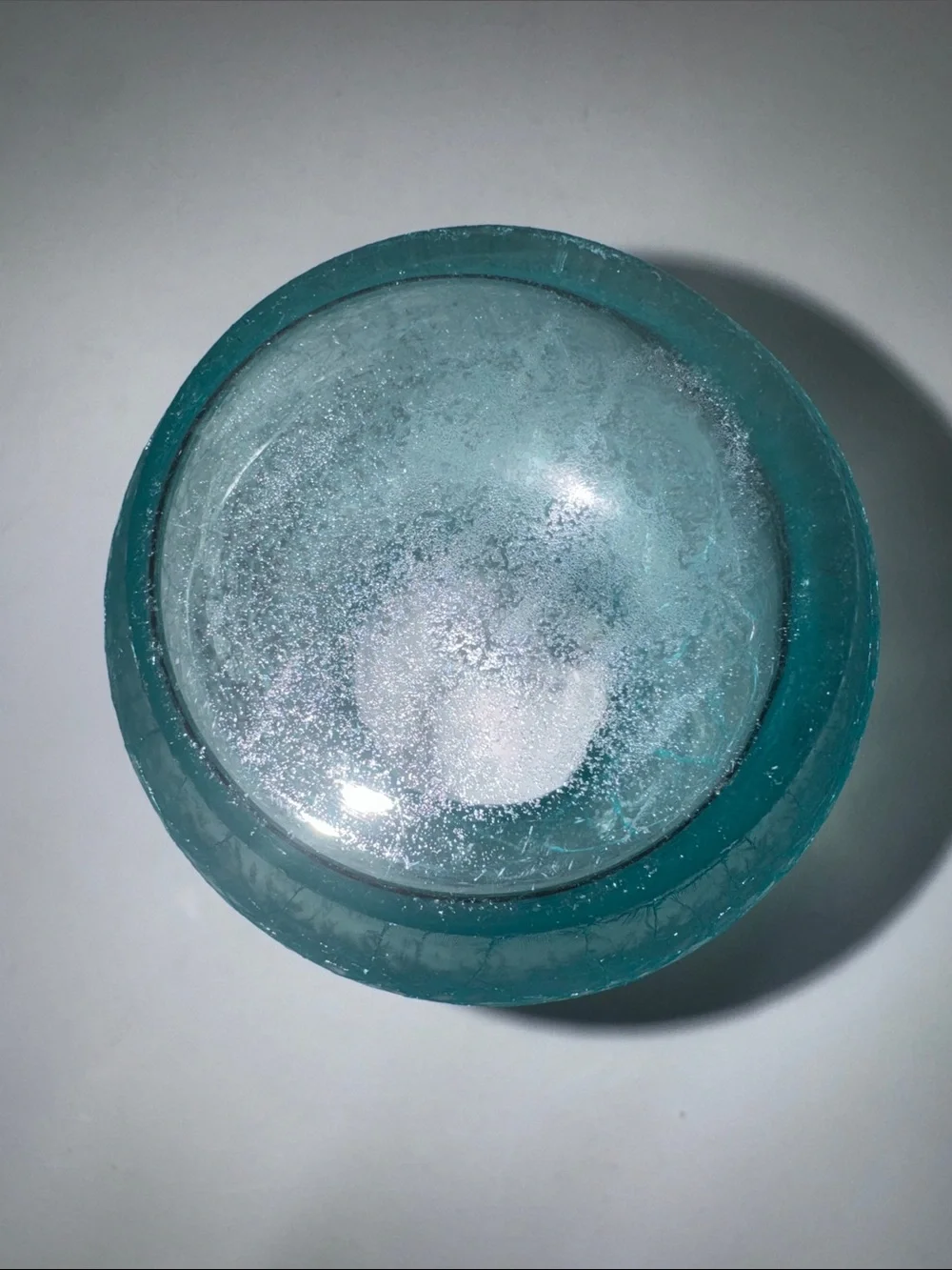 Vase Pale blue Crackle 7.5” Satin Glass Vase